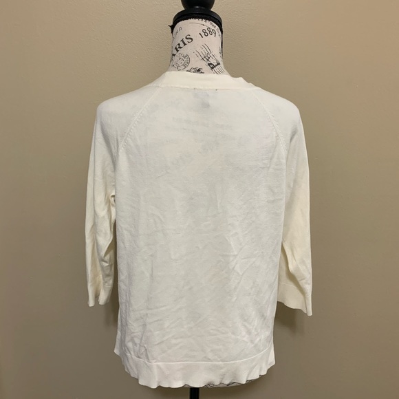 Talbots Petites Off White 3/4” Sleeve Top Size Large Petite - Picture 5 of 8